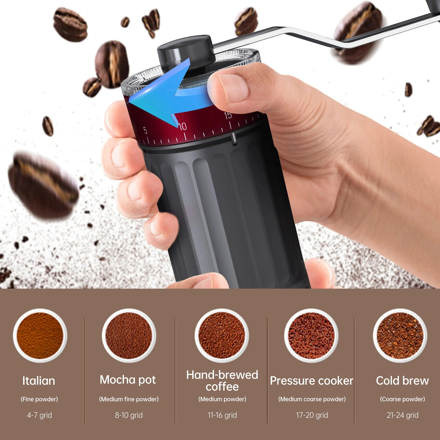 Manual Coffee Grinder with 40 External Grind Settings
