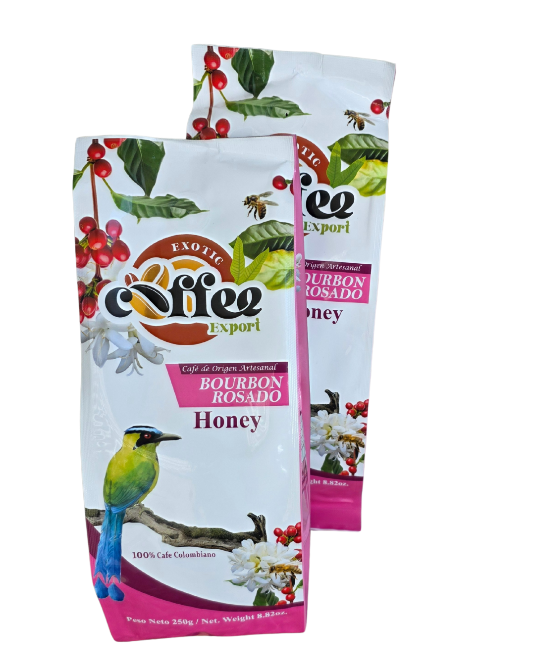 Bourbon Rosado floral honey aroma, cinnamon yellow fruit orange coffee, Quindio specialty coffee, semi-washed Colombian