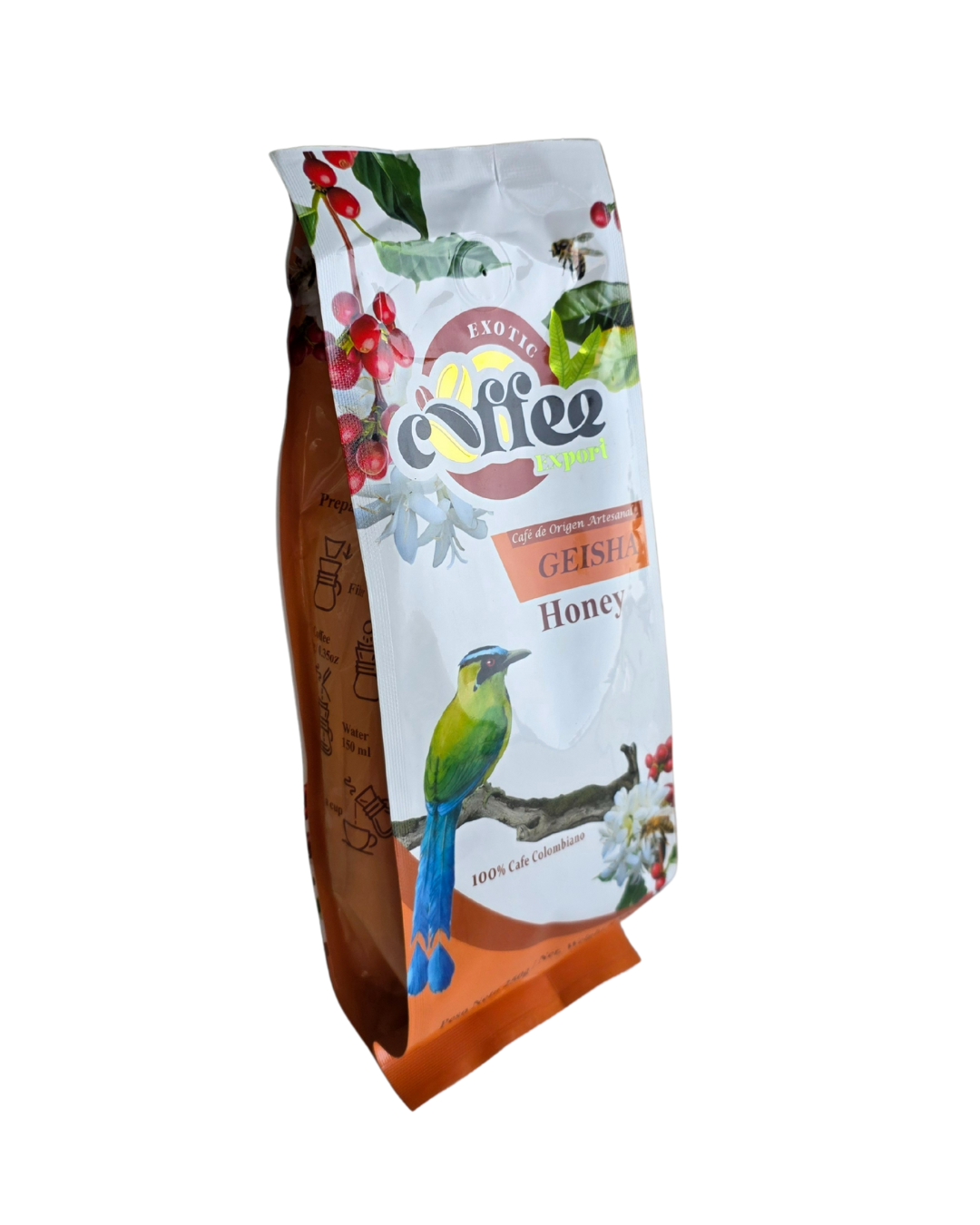 honey molasses floral Geisha coffee
semi-washed Geisha coffee, sweet aftertaste coffee silky body honey floral coffee flavor
