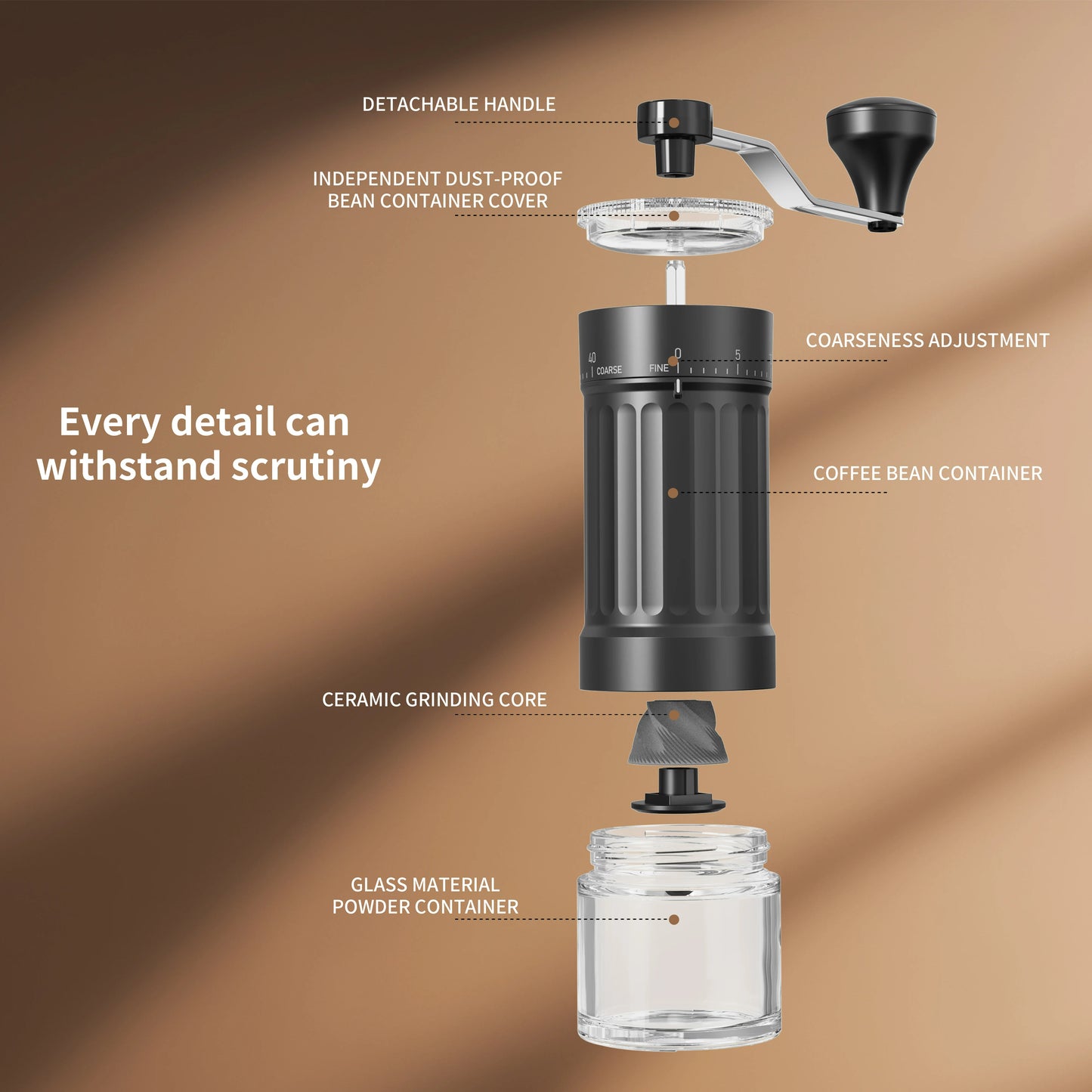 Manual Coffee Grinder with 40 External Grind Settings