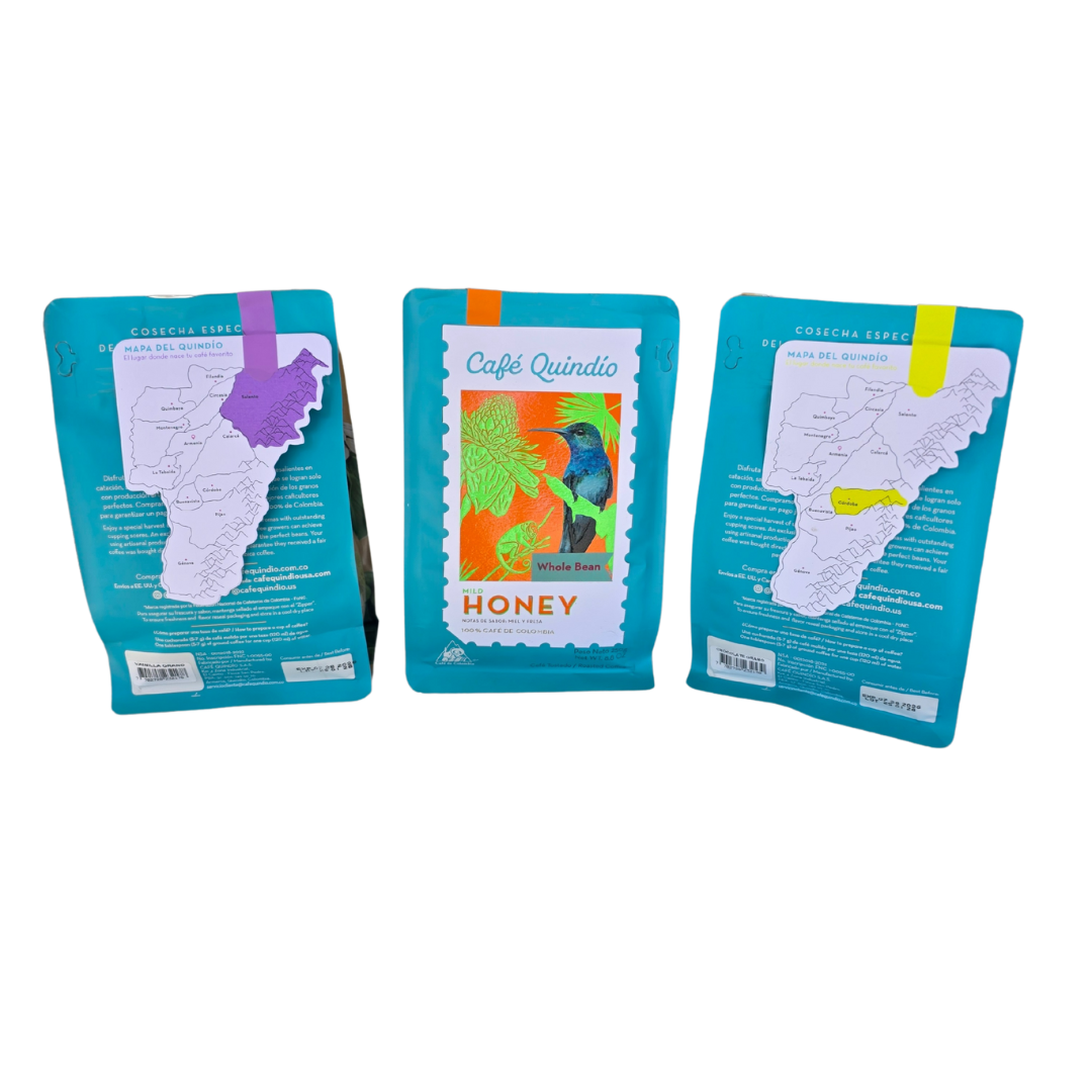 Coffee from Quindío Colombia, Gourmet coffee blend, Special harvest Colombian coffee with diverse flavor profiles, Heart of Colombia