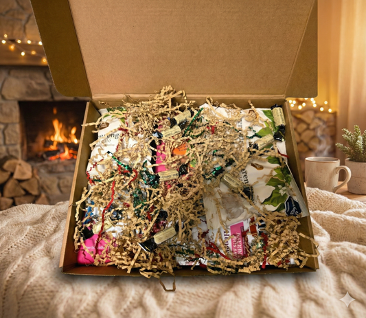 Gourmet Colombian coffee Christmas gift basket featuring Exotic Coffee export whole bean coffee, coffee meringues, and coffee candies in a festive holiday box.