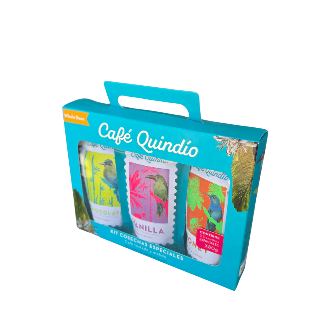 Coffee variety pack,  sampler, gift set, Three pack coffee, Best Colombian coffees, taste of Colombia coffee set
